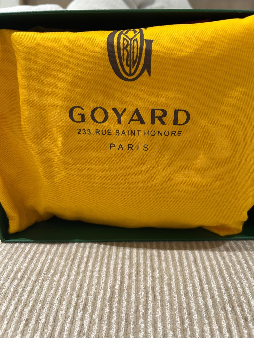 Goyard Yellow Branded Dust Bag with Black Logo